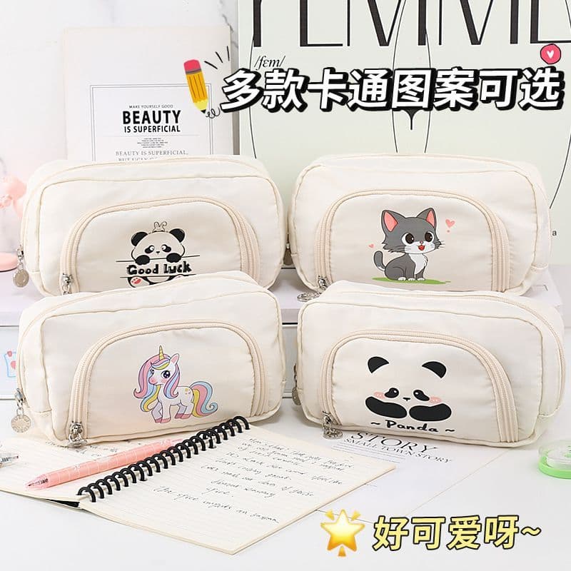 New Cartoon Ins Large-Capacity Pencil Case Student High-Aesthetic Simple Multi-Layer Pencil Case for Middle and High School