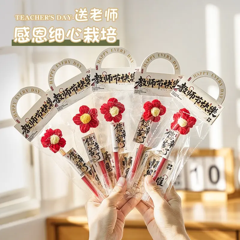 Teacher's Day Gift 2025 New Red Pen Greeting Card Bouquet for Kindergarten and Primary School Teachers