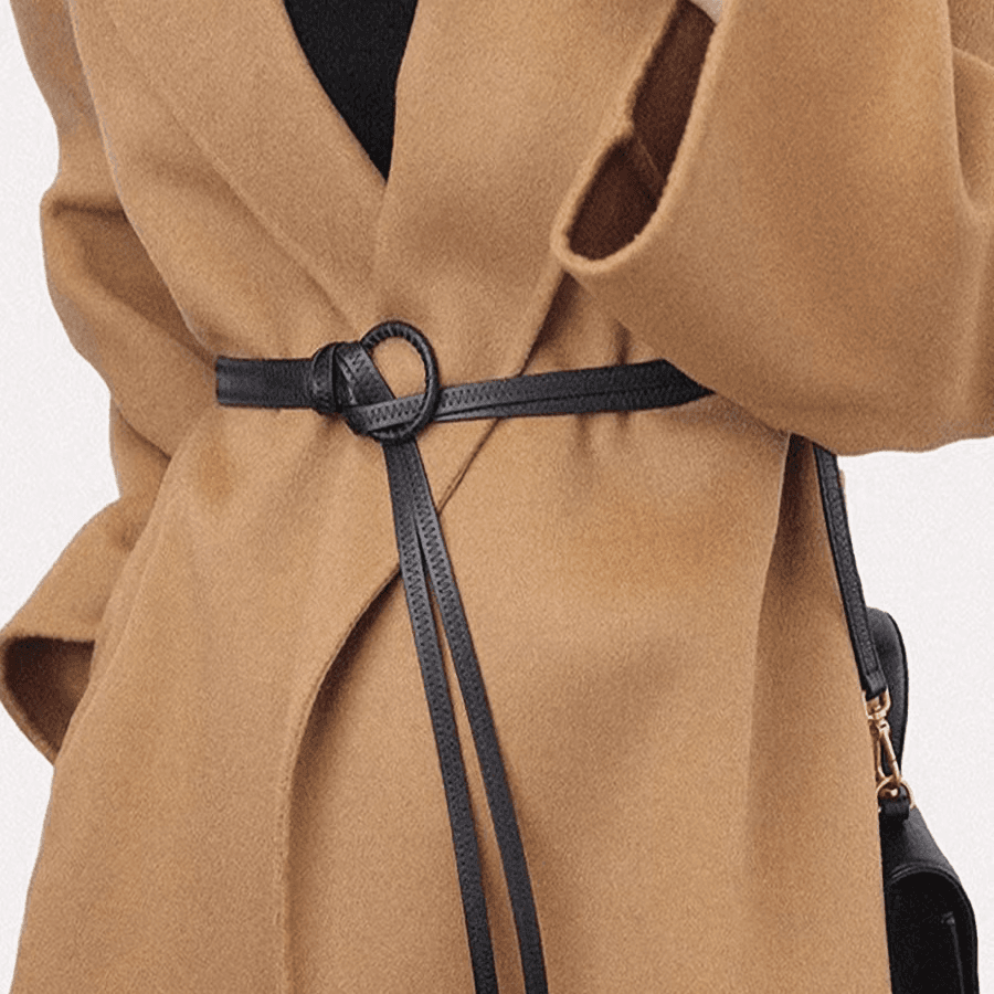 Metal Slim Belt for Women with Coat, Minimalist High-End Styling with Knot Design