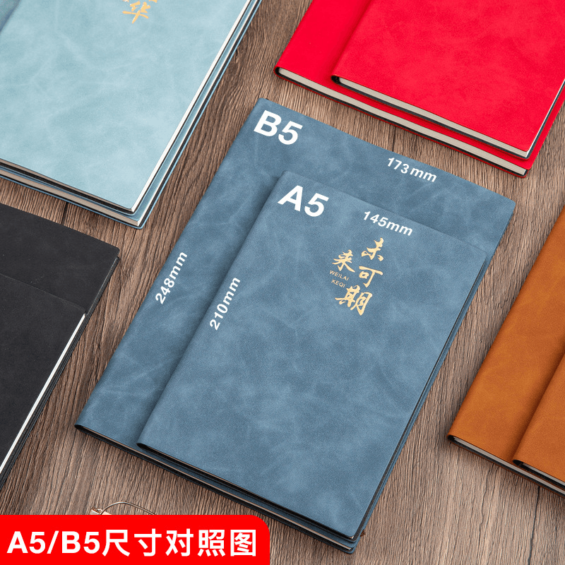 A5 Business Notebook with Soft Leather-look Cover, Motivational Design for Office Meetings