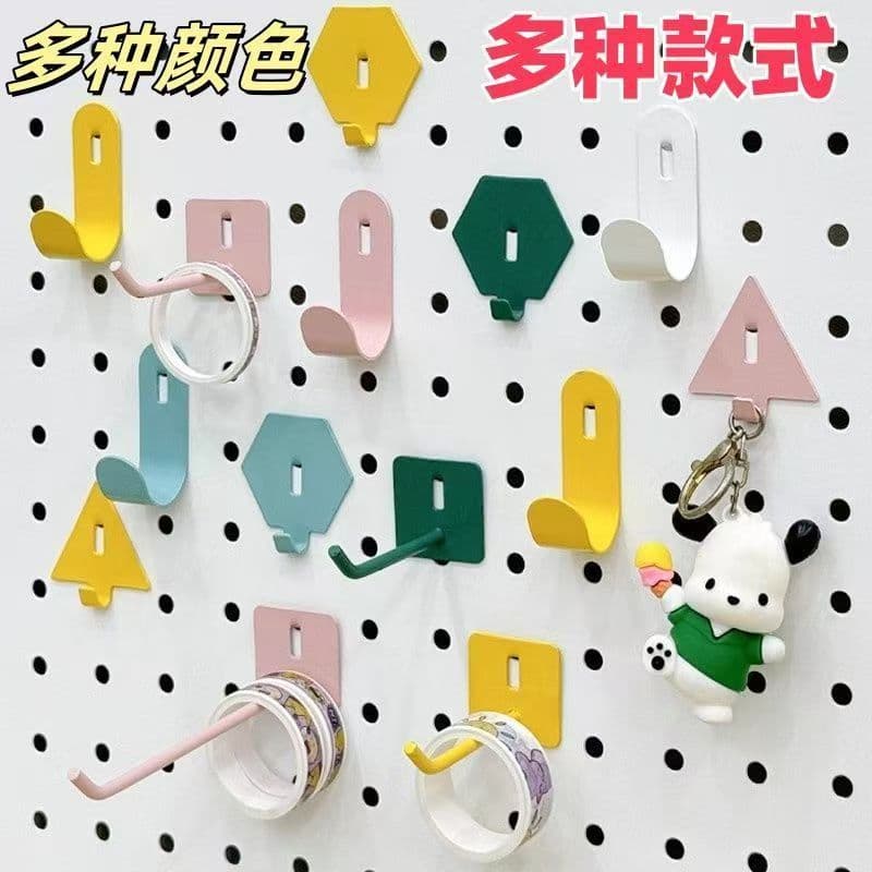 Pegboard hook accessories - round hole universal metal magnetic storage shelf, desk organiser, DIY hanging pins, gaming