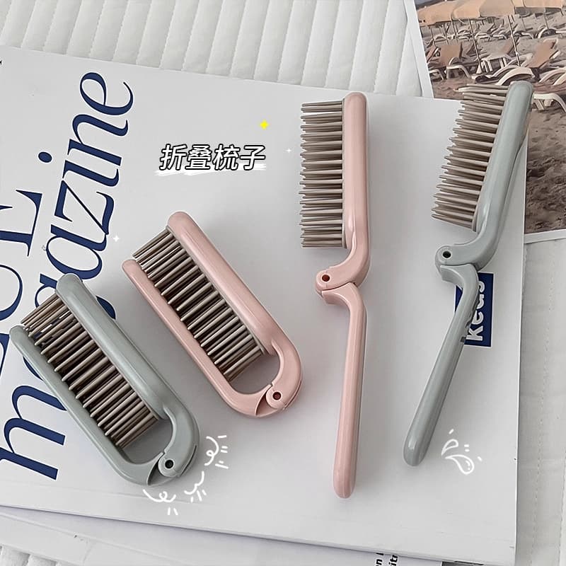 Folding Comb Portable Travel Soft-tooth Straightening Curling Comb Plastic Anti-static Massage Comb