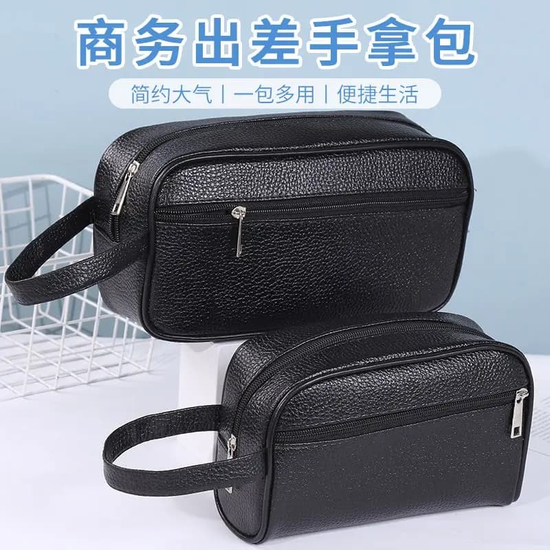 Black Waterproof Travel Toiletry Bag for Men and Women, Business Trip Organiser, Portable Makeup Bag