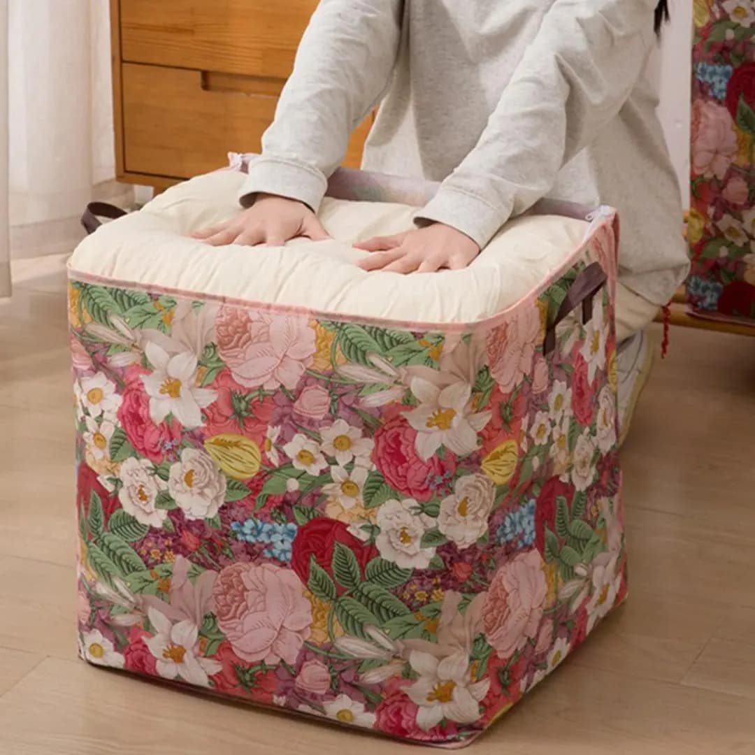Flower storage box for clothes and quilts, dustproof, carry handle, moving bag, moisture-proof storage bag