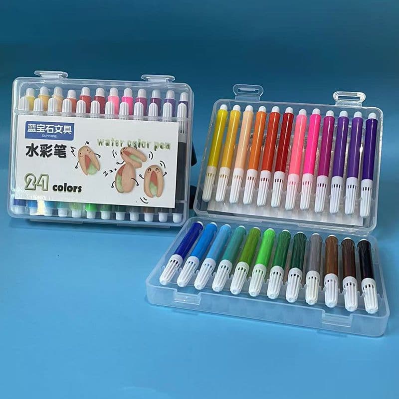 Washable kindergarten DIY watercolour pen mini ultra-small 12-colour PP box set, primary school student mini paintbrush ultra-small