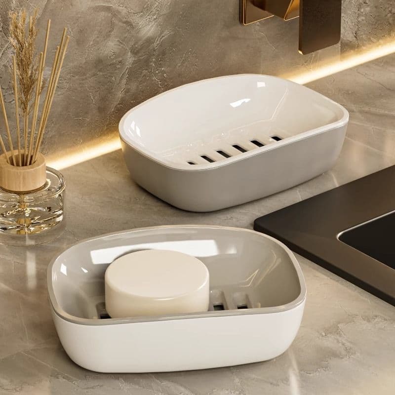 Soap Box with Drainage, Double Layer, Large Size, for Bathroom Soap Storage