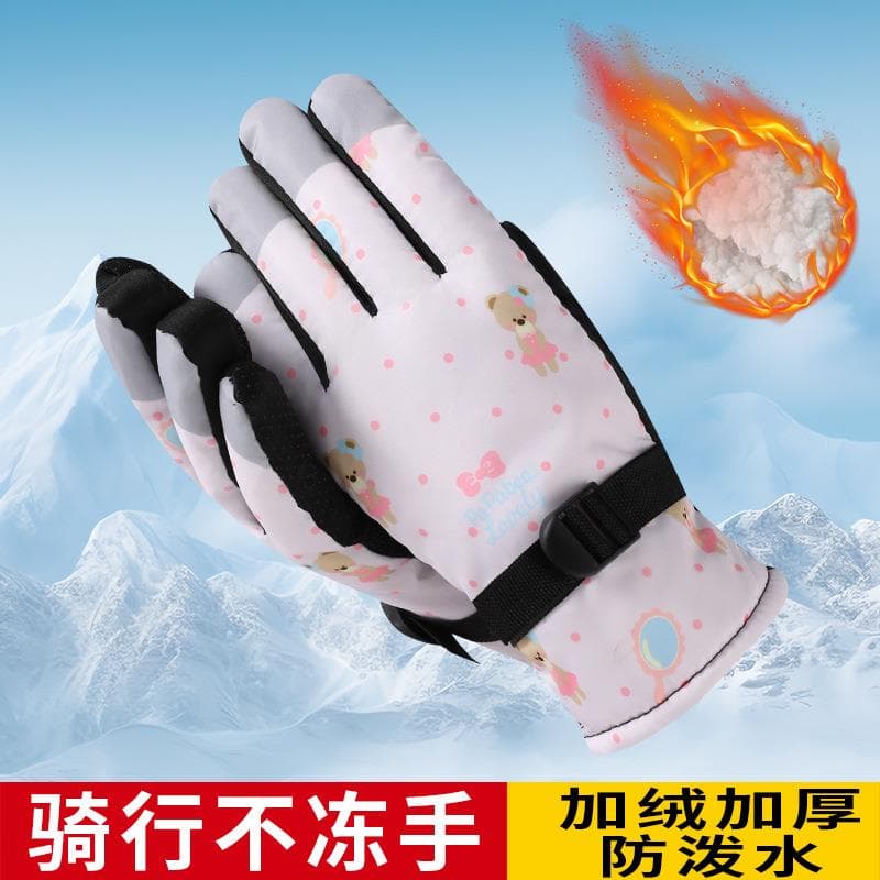 Winter Thermal Gloves - Cute Outdoor Skiing, Cycling, Waterproof, Windproof, Fleece-Lined, Thickened, Anti-Slip, Split-Finger, Cold-Proof