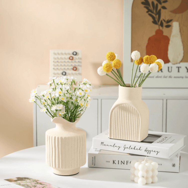 Cream Vase Small Decorative, Luxury Living Room Tabletop, European Style