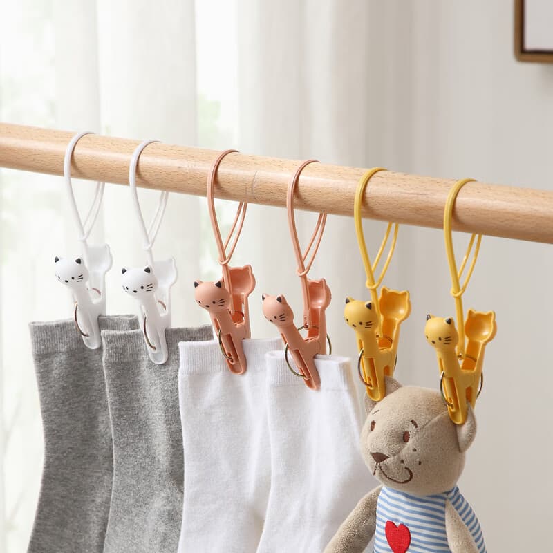 Windproof Pegs with Cord - Cartoon Plastic Clothes Pegs for Hanging