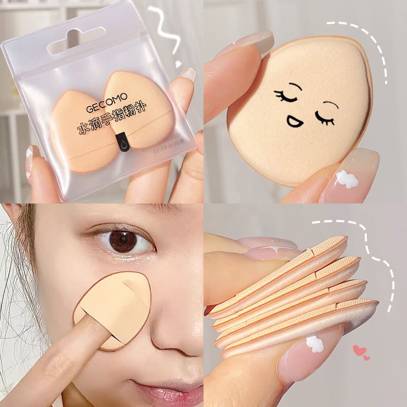 Water Drop Finger Powder Puff, Face Concealer, Wet/Dry Use, Fits Skin, No Powder Waste, Mini Fingertip, 2 Pack