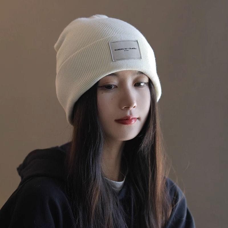 Winter Thermal Knitted Beanie for Women - Thick Round Dome Cuffed Hat with Ear Protection