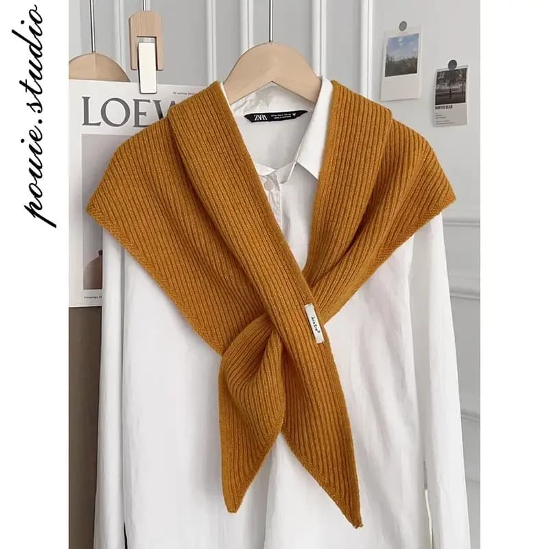 2025 New Autumn Knitted Triangle Scarf Decorative Shawl for Women Winter Korean-style Warm Scarf