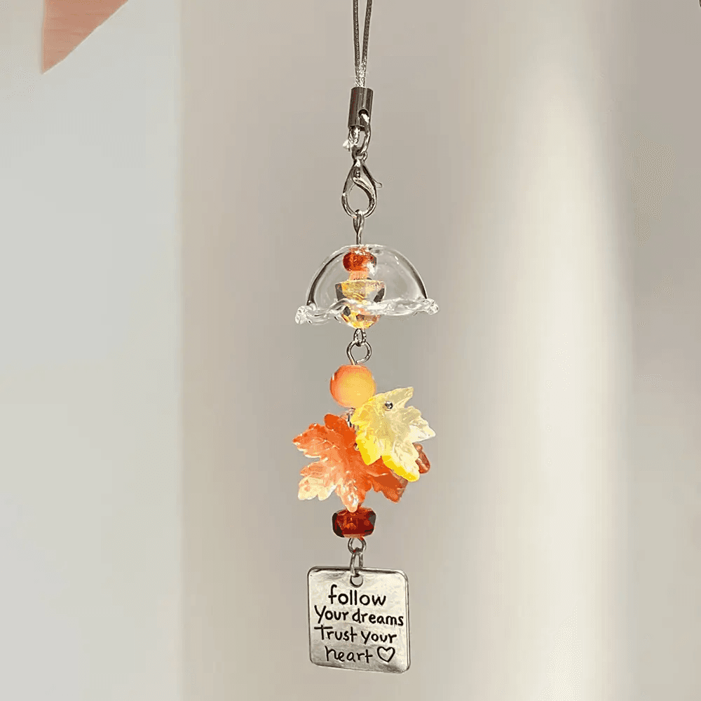 Autumn Leaf CCD Wind Chime Phone Chain, Keychain, Backpack Charm, Cute High-Appearance Decoration