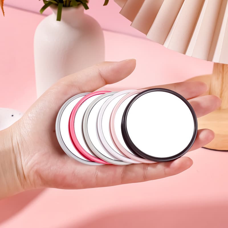 2025 New Style High-Definition Round Compact Mirror, Plastic, Portable Touch-Up Mirror