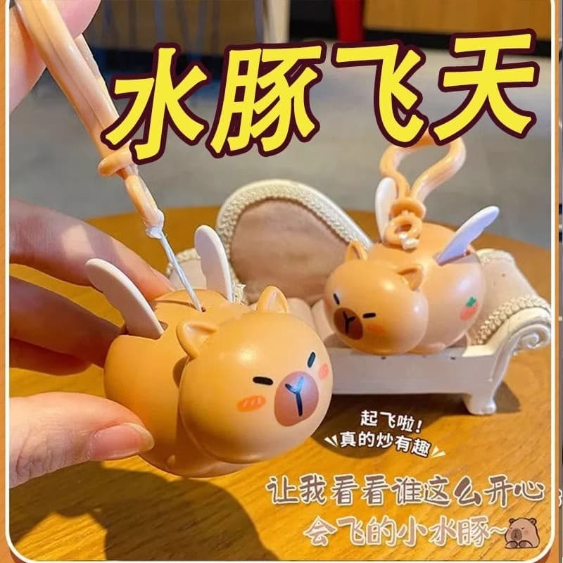 2025 New Cartoon Pull-String Flying Water Rat Keychain Couple Men Women Children Reward Gift Small Pendant