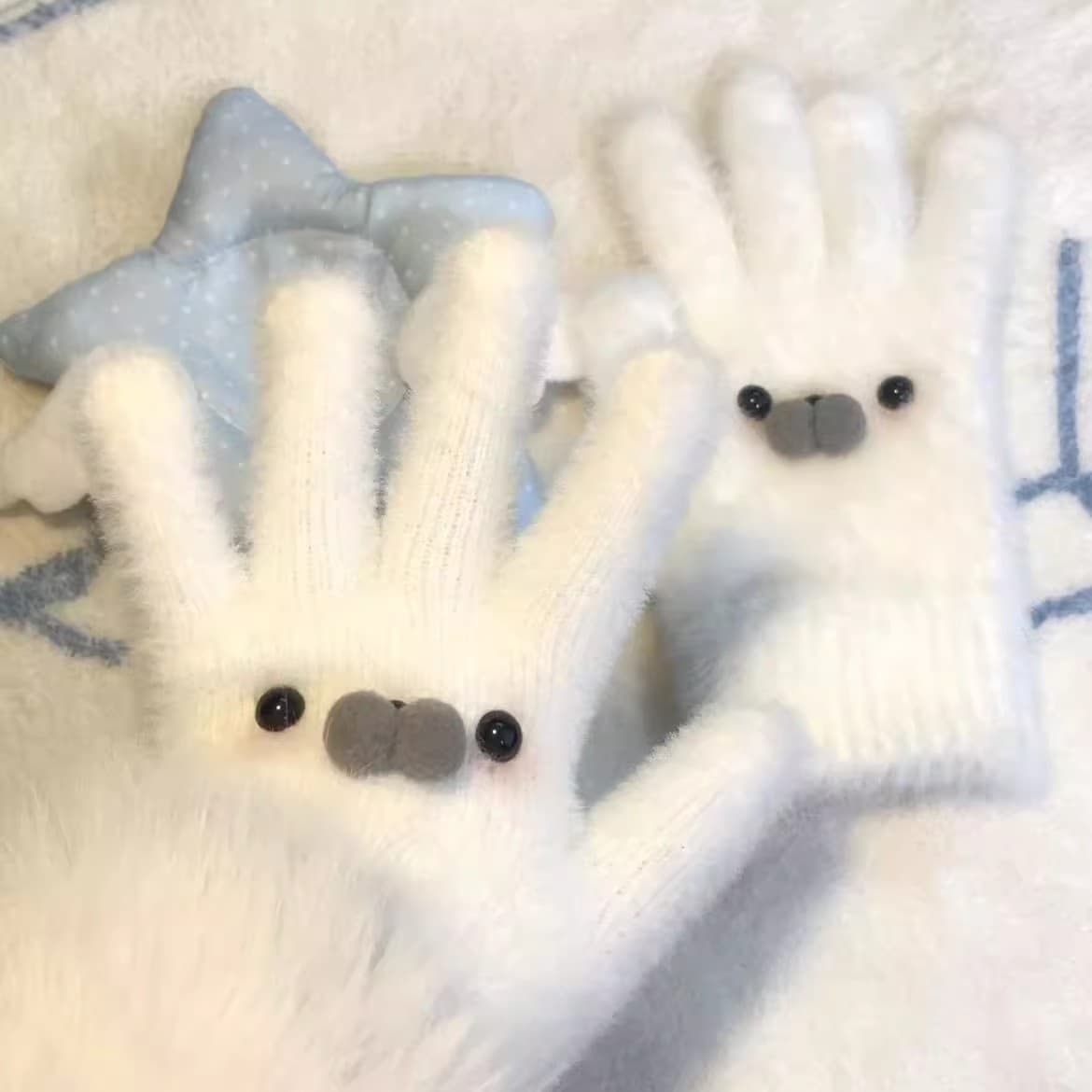 Little Seal Creative Cute Cartoon Winter Thickened Warm Cycling Gloves