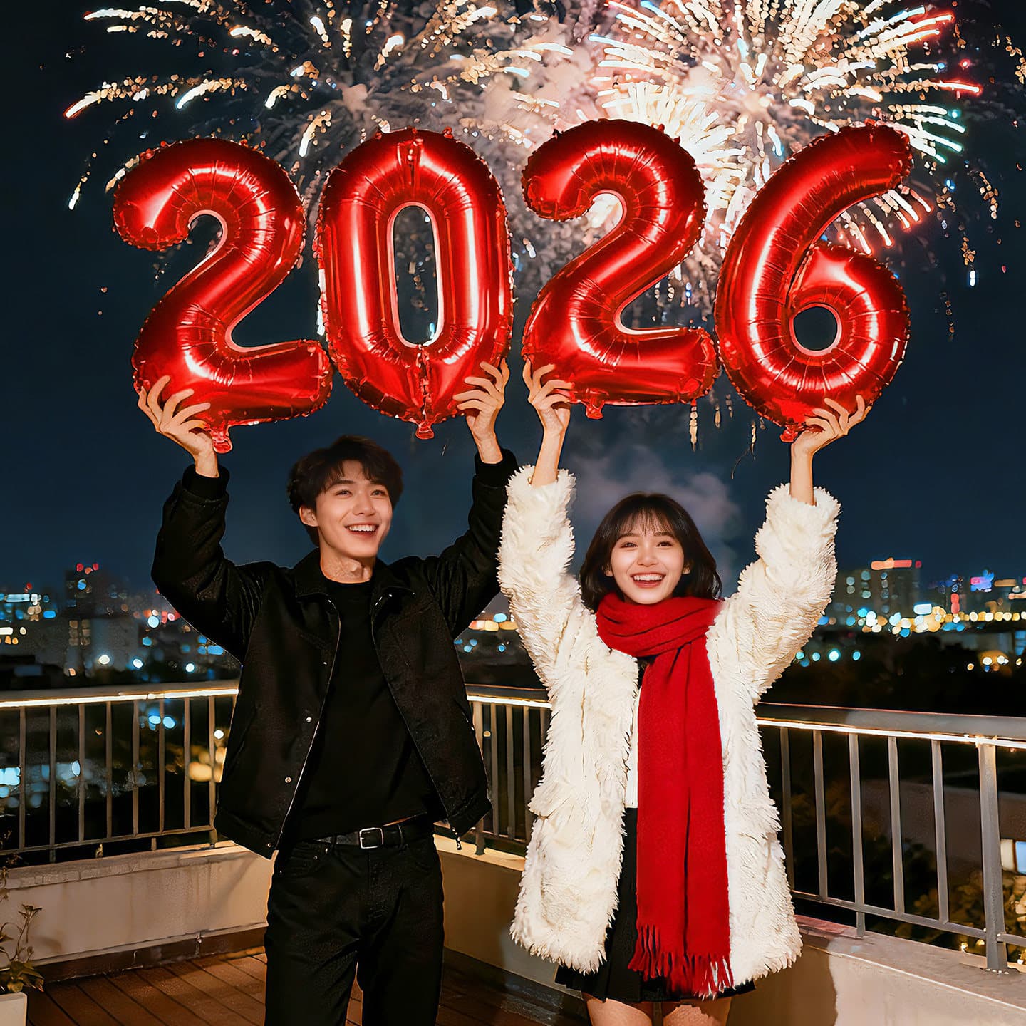 2026 New Year's Eve Party Photo Prop Handheld Number Balloon for Horse Year Celebration Decoration