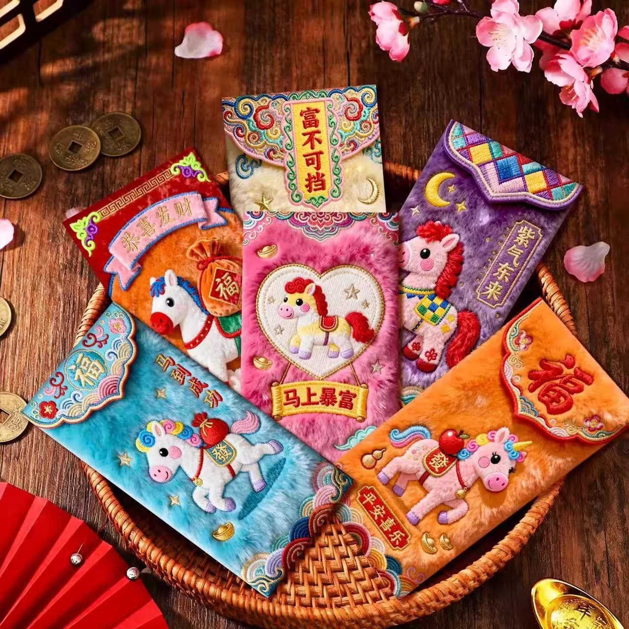 2026 Year of the Horse New Red Envelope with Embroidery