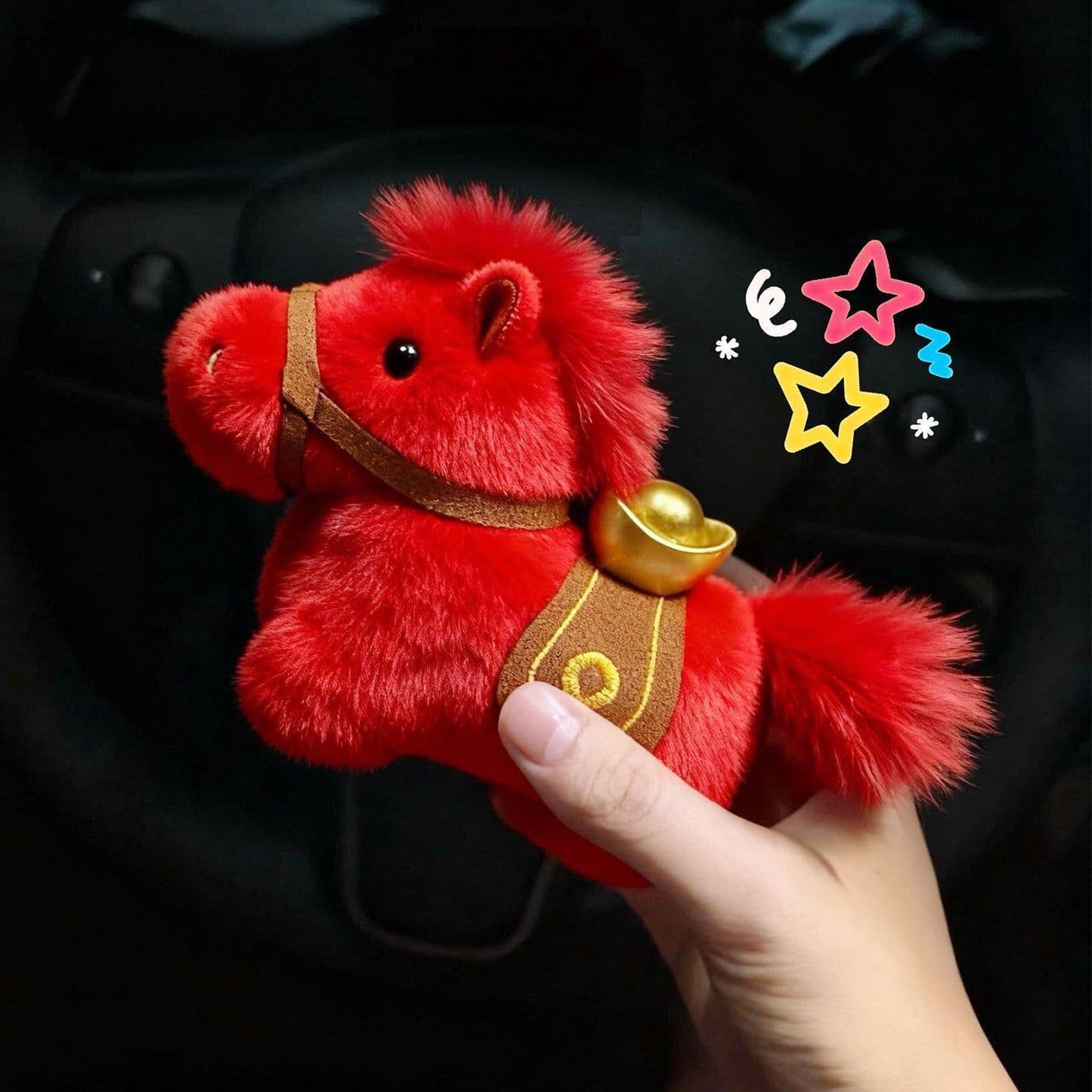 Lucky Horse Yuanbao Charm Keychain Car Hanging Ornament Red Zodiac Accessory