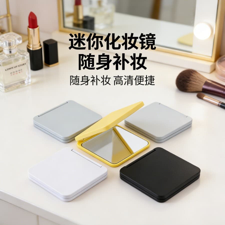 Folding Compact Mirror with Cover - Portable Double-Sided Flip Square Gift Mini Mirror for Students