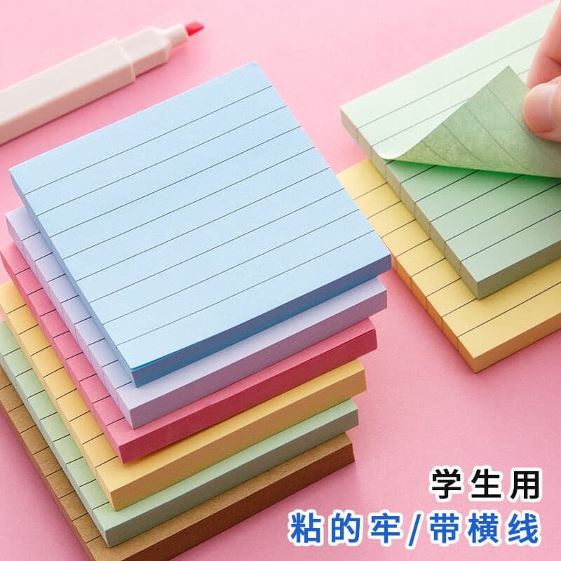 Colourful sticky notes, creative notepad, removable, student use, grid memo pad