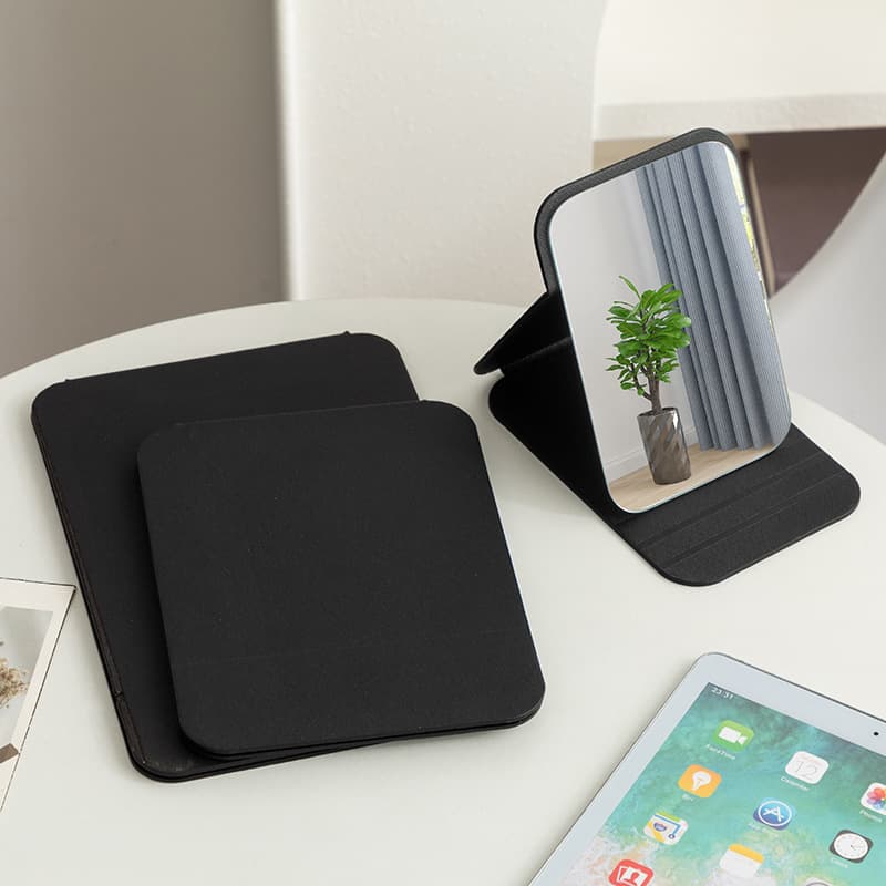 Student Dorm Desktop Folding Makeup Mirror 4K HD Lens Leather Edition New Portable Touch-Up Mirror