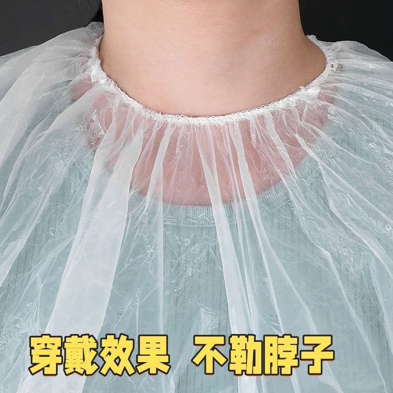 Thickened pull-over hairdressing cape for dyeing, with elastic neck, oil treatment, perming, plastic disposable waterproof