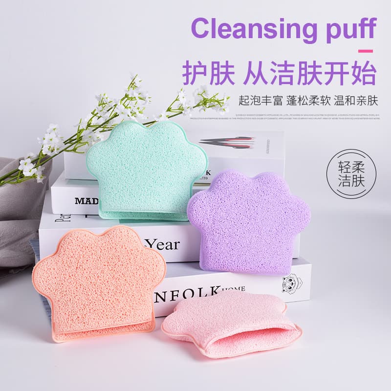 Cat Paw Large Face Cleansing Puff – Honeycomb Hydrophilic Polyurethane, Makeup Remover