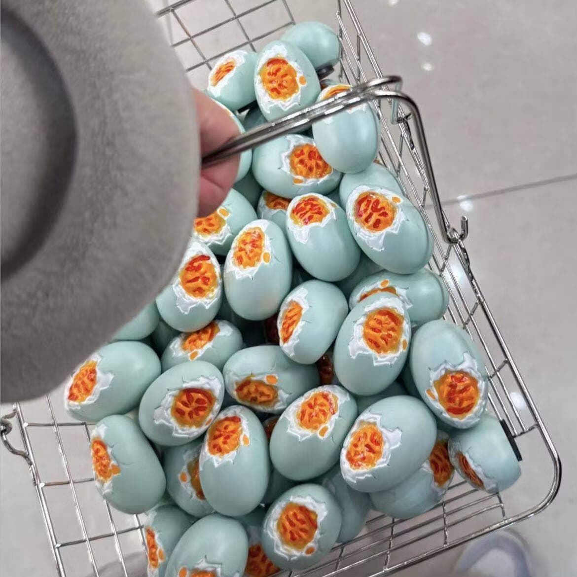 Salted Duck Egg Fridge Magnet 3D Resin Food Replica Chinese Snack Specialty Dish Magnetic Creative Decoration