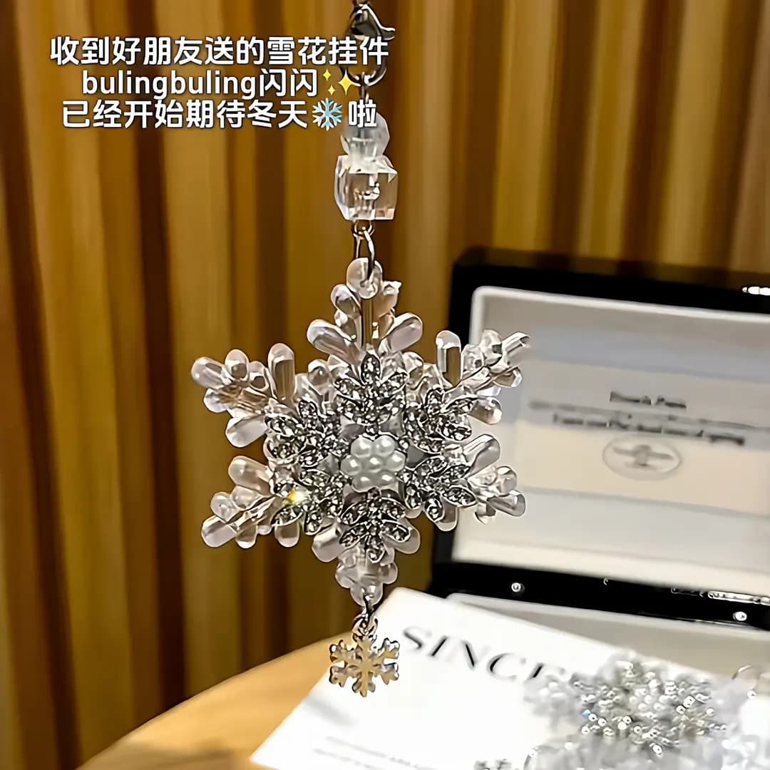 Ice Crystal Snowflake Keyring First Snow Gift Charm Romantic for Friends Phone Strap Bag Charm