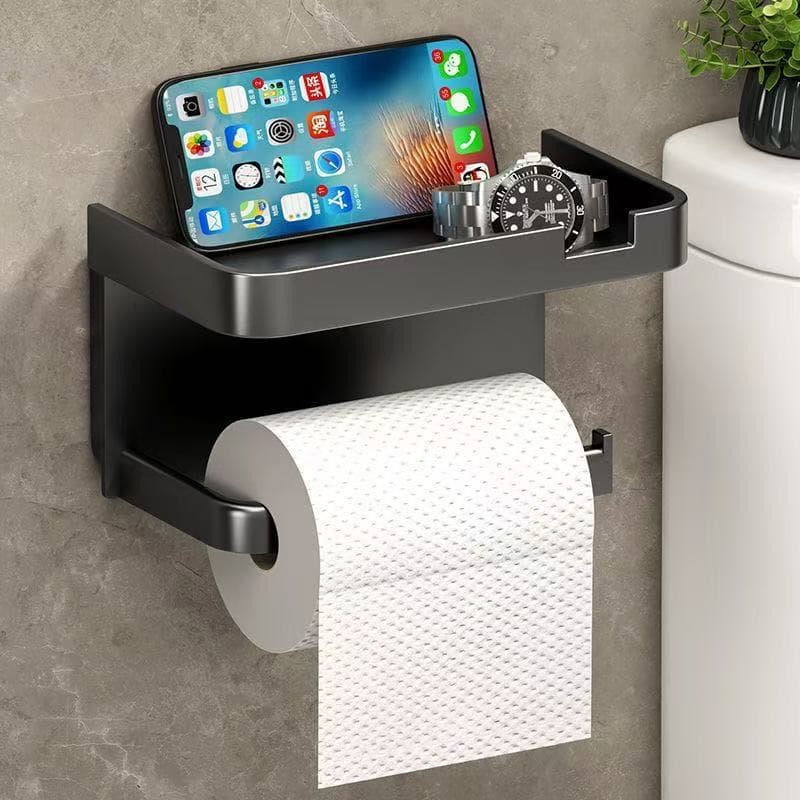 Bathroom storage rack, no-drill wall-mounted phone holder, tissue box, toilet roll holder, plant storage rack