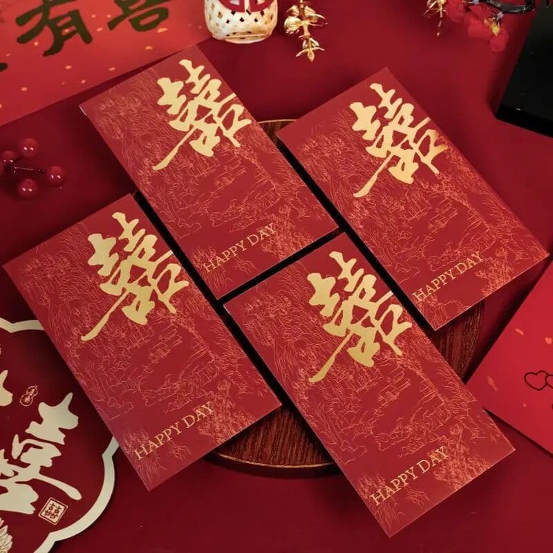 Red envelope for weddings: thousand-yuan cash gift, gold foil happiness character, creative gift bag, newlywed return gift, red packet