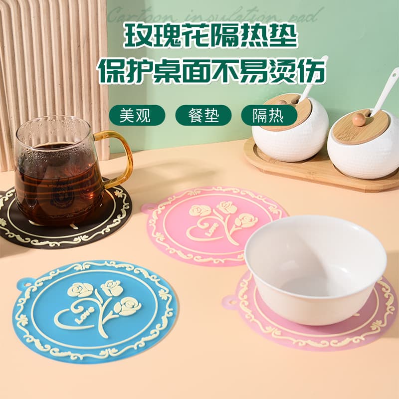 Crystal Rose Heat-Resistant Placemats and Table Mats, Non-Slip, for Home Use