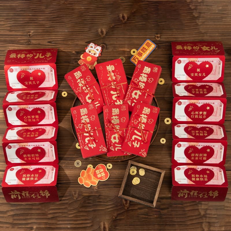 2026 New Year Horse Red Envelope Folding Card for Son and Daughter Birthday New Year Card Slot Creative Ritual Stretch Lucky Card