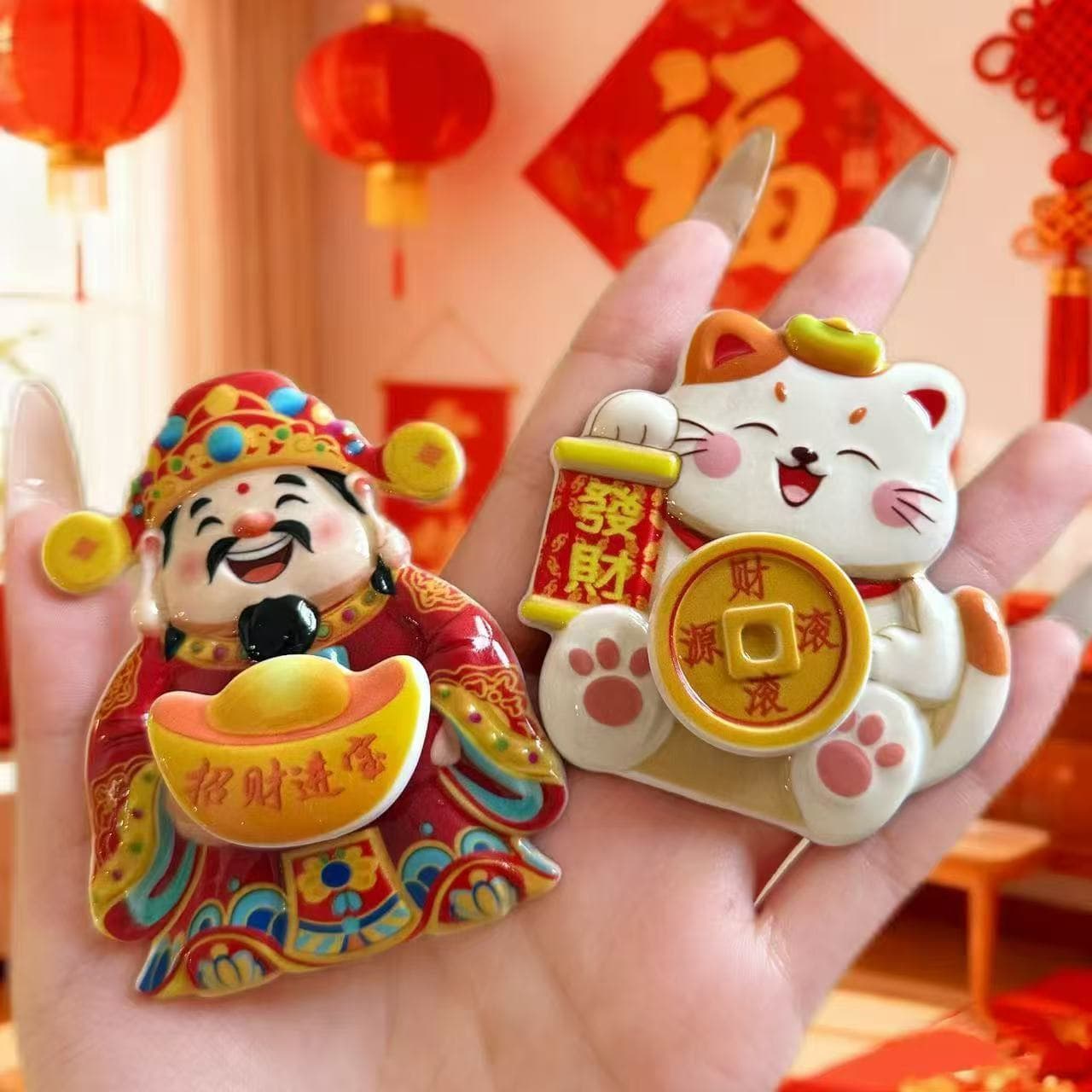 Fortune God Fridge Magnet, Rotatable Magnetic Creative New Year Lucky Money Magnet Decorative Fridge Magnet