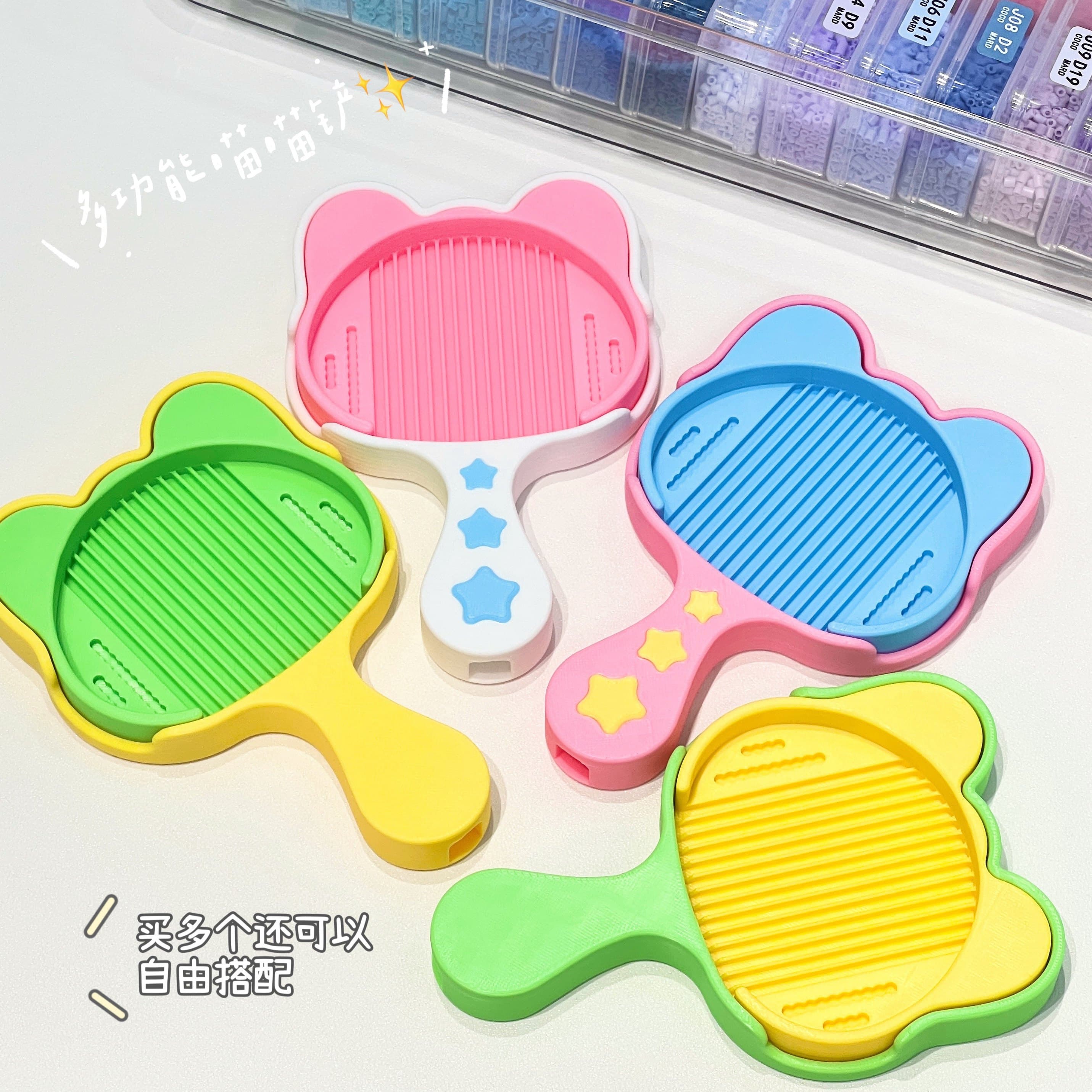 Cat Paw Print Bean Tray Set with Scoop, Small Bead DIY Craft Accessories, Mini Iron and Storage Box