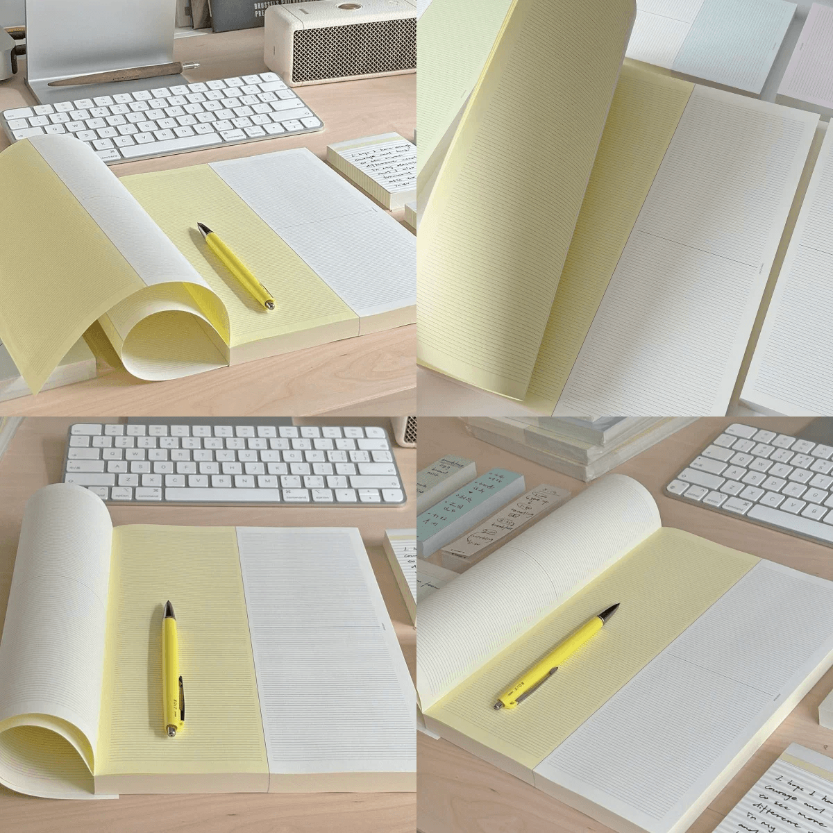 Simple two-tone padded writing pad with French ruled inner pages, for stationery and culture products