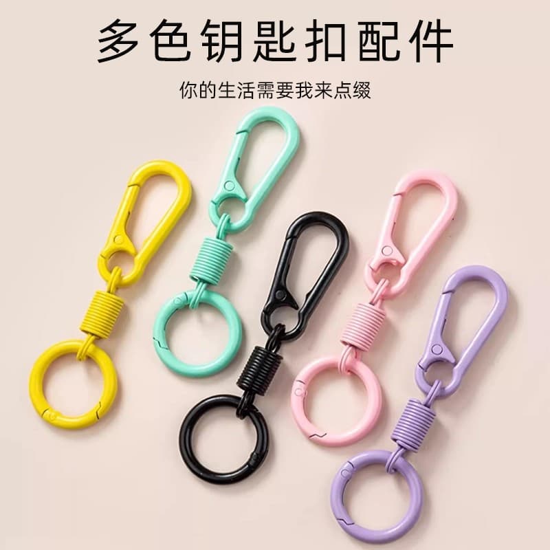 Colourful Spring Keyring Creative Double-Ended Keychain Hook Bag Clip Accessory Key Ring Waist Chain