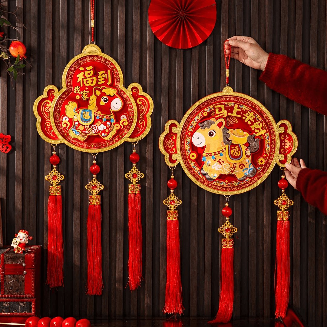 Year of the Horse Spring Festival Blessing Hanging Ornament 2026 New Chinese Knot Decoration New Year Home Decor Living Room Background Wall