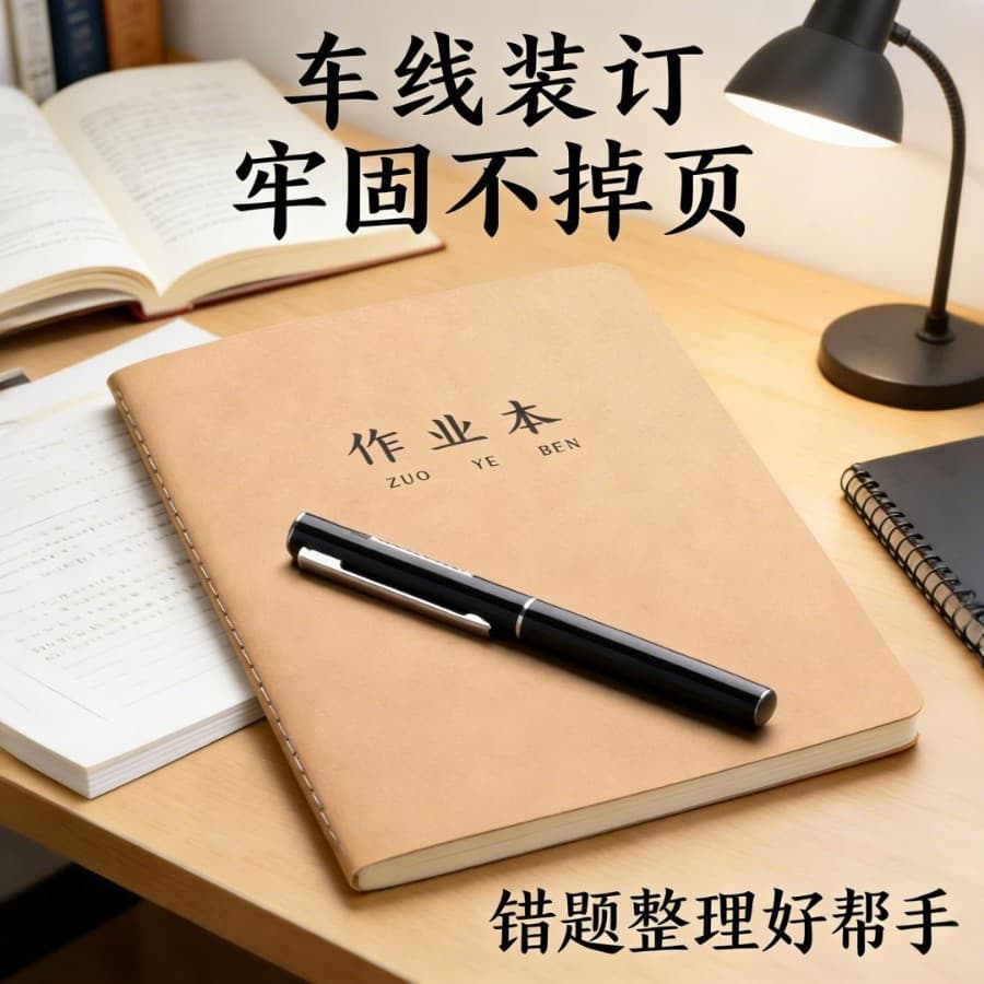Exercise Book for Primary and Secondary Students, Special New 16k Kraft Paper Thick Ruled Notebook