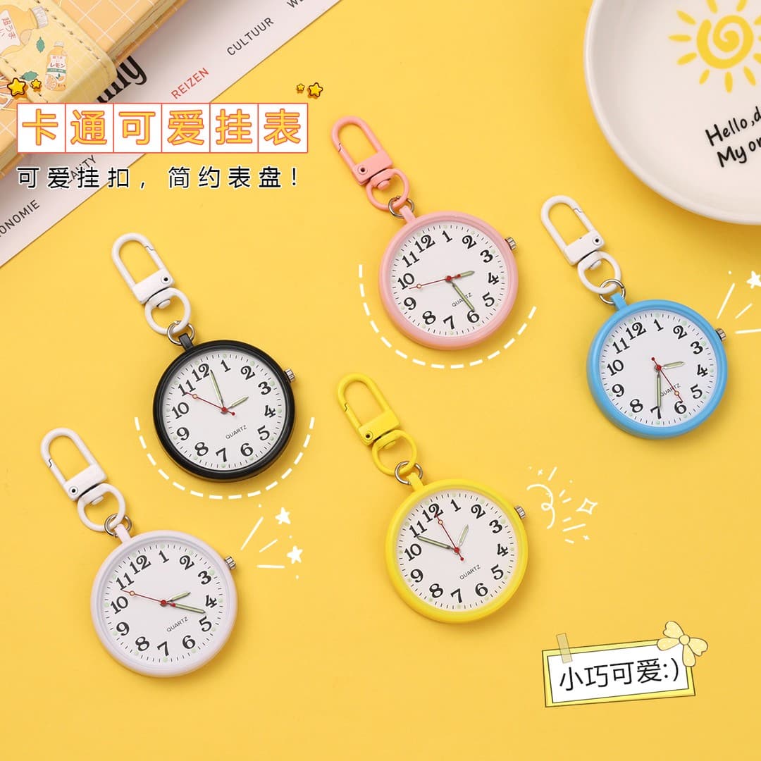 Minimalist keyring pendant watch for exams, women's, student, public servant, nurse, small pocket watch