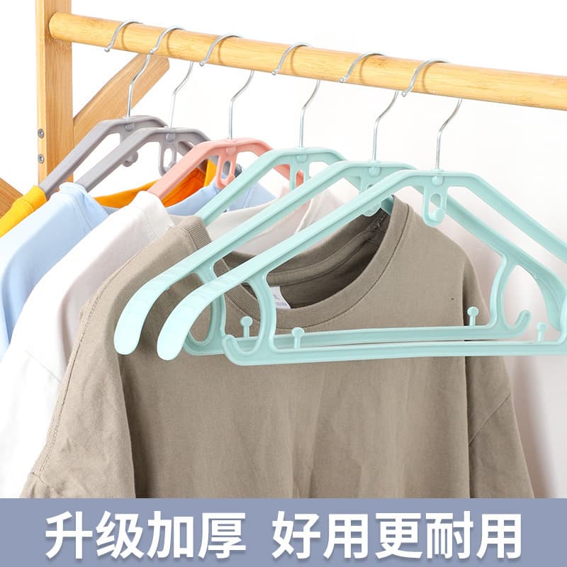 Non-slip Wide Shoulder Plastic Coat Hangers for Home Use, Reinforced, Anti-Bump