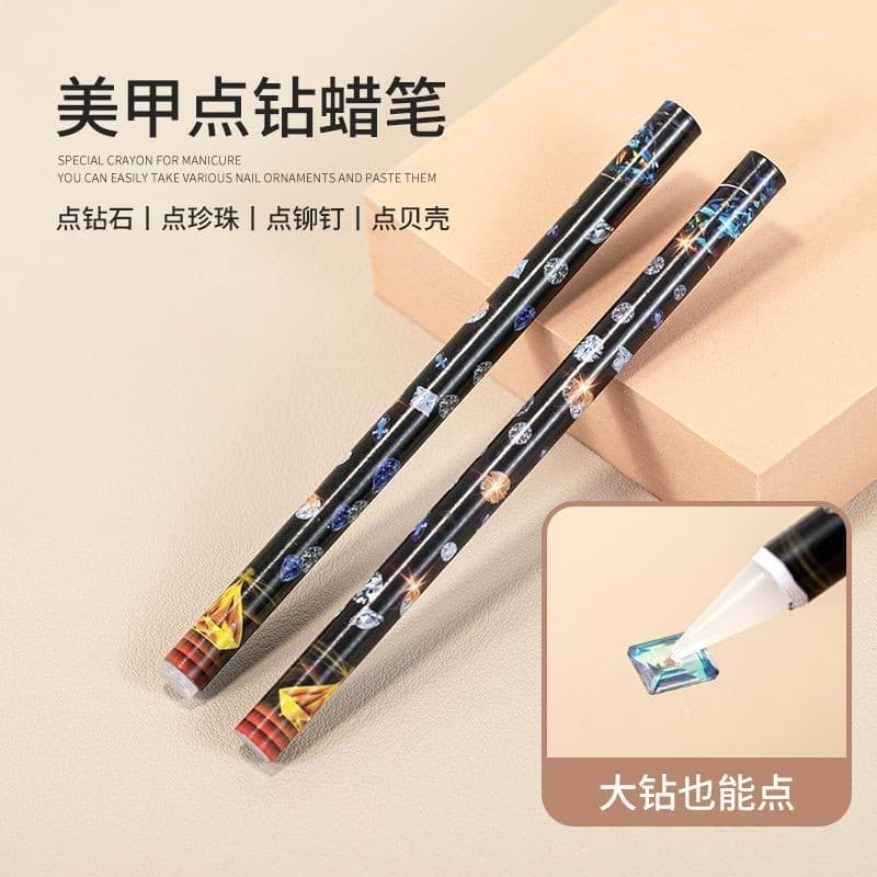 Nail Rhinestone Pick Up Pen Wax Stylus with Sticky Wax for Small Crystals, Diamond Setting Tool
