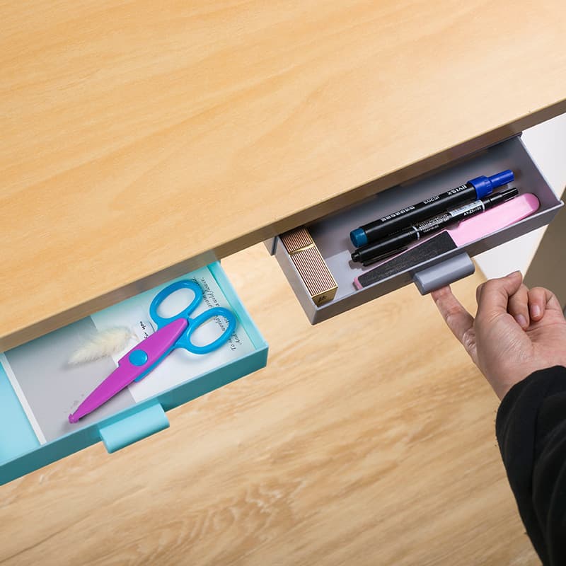 No-Drill Adhesive Storage Organiser – Under-Desk Drawer for Office Supplies