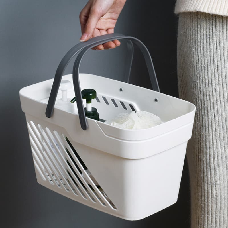 Handled shower caddy bath basket for students, plastic bathroom storage basket