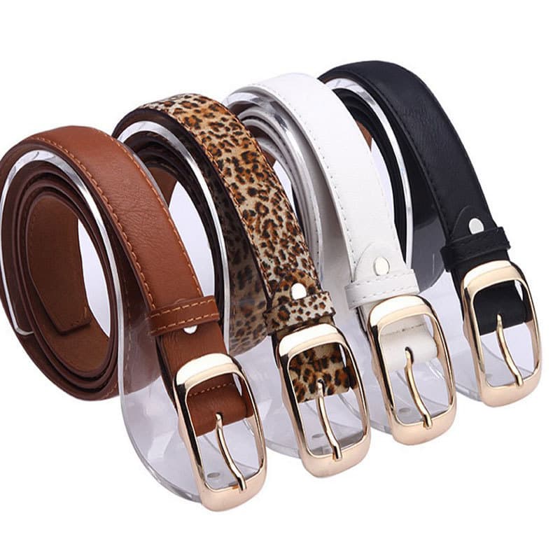 Leopard Print Retro Carved Horsehair Fashion Belt Y2K Punk Western Brown Belt