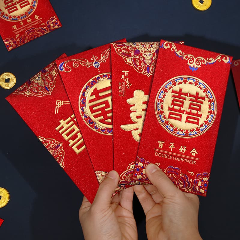 Double Happiness Wedding Red Envelope Covers 2026 New Style, Small/Medium/Large, Gift Money Bags