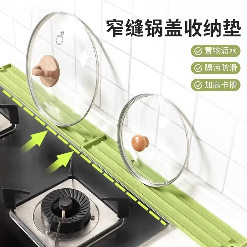 Multipurpose Countertop Lid and Utensil Organisation Mat with Drainage, Non-Slip