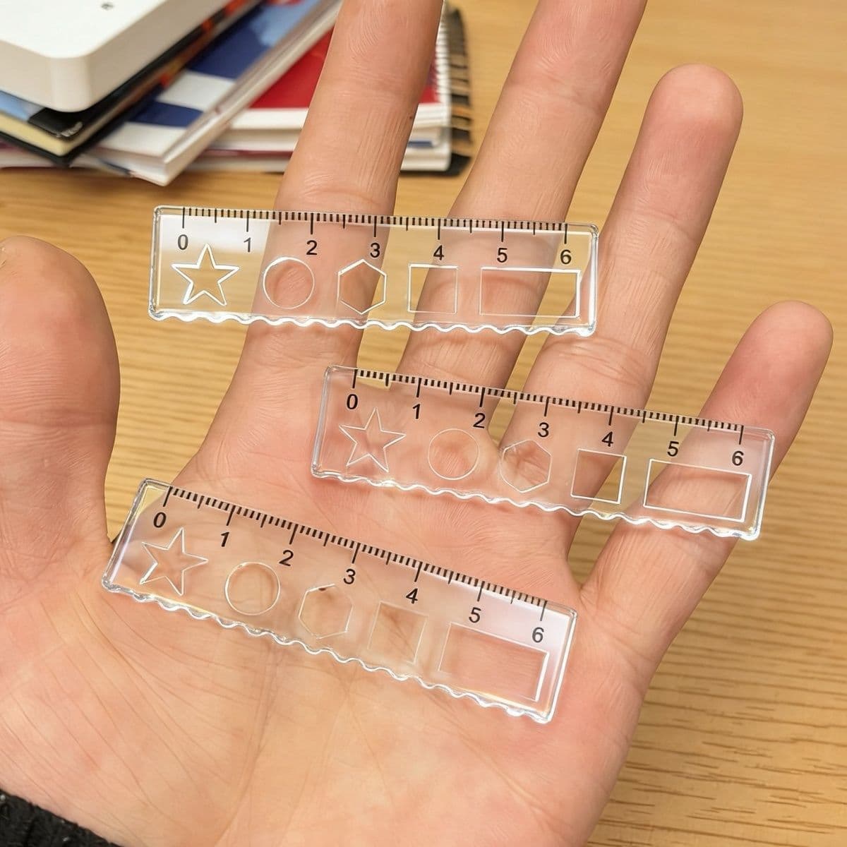 Smart Buy transparent mini ruler, palm-sized ruler, multi-function straight ruler for students
