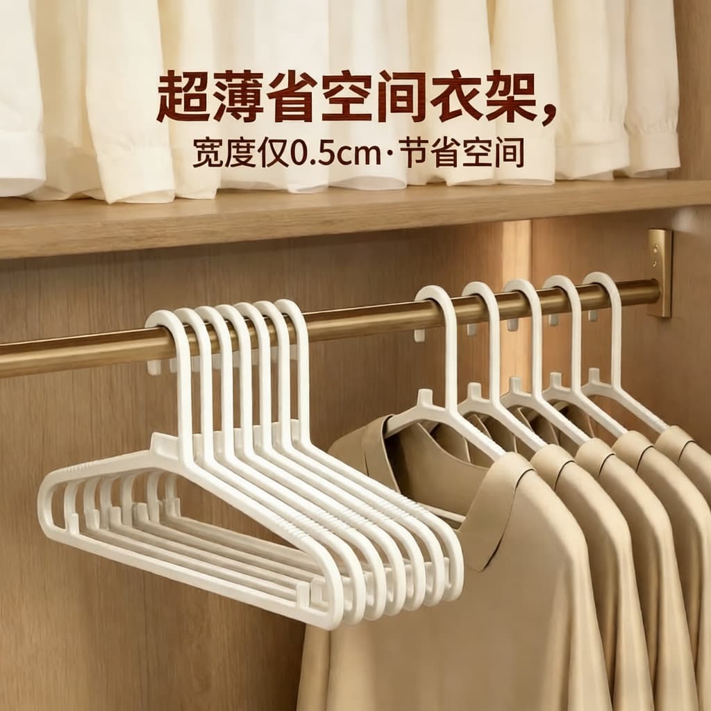 Japanese-style non-slip long-neck hangers, thickened wide shoulder design, strong load-bearing, for adults, dormitory and balcony